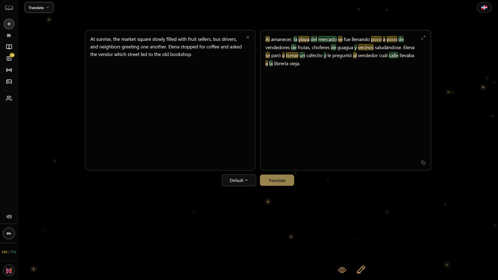 LingoUnify translation workspace connecting two languages